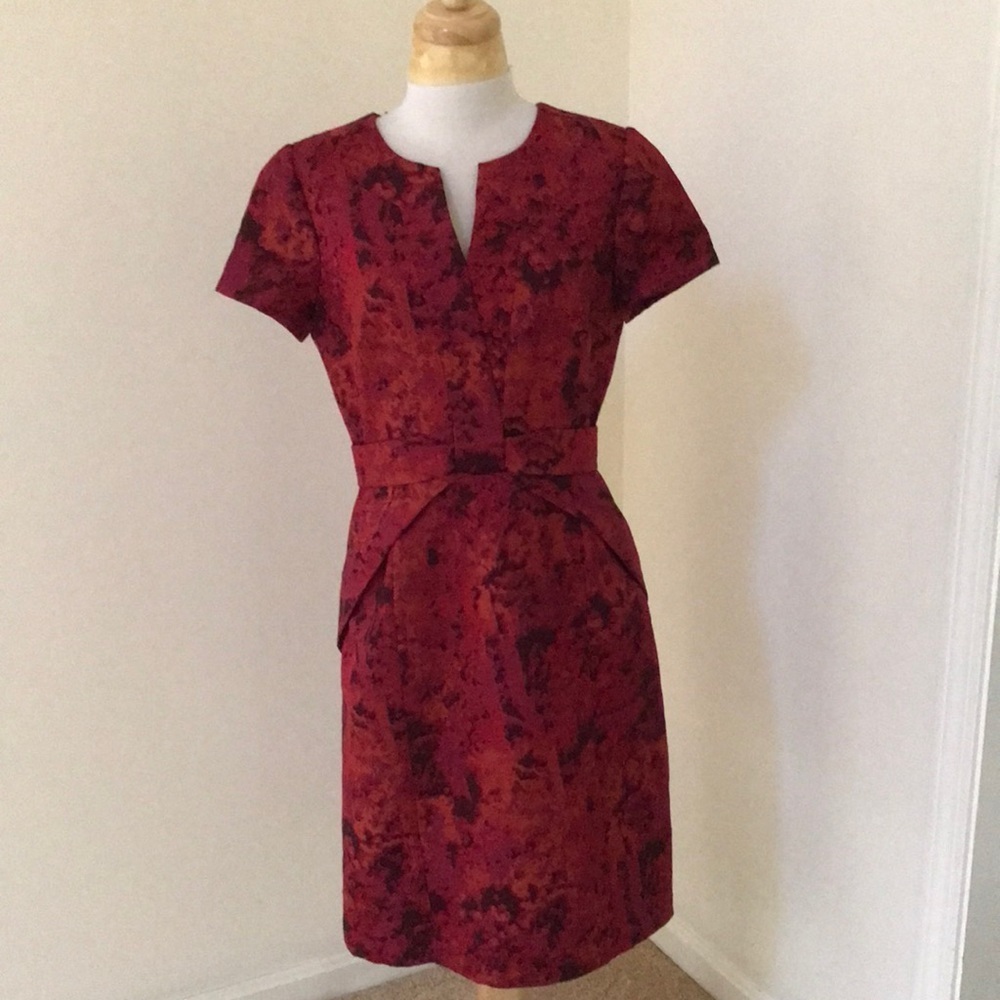 Nue by Shani SZ 8, pink/orange multi short sleeve sheath dress .